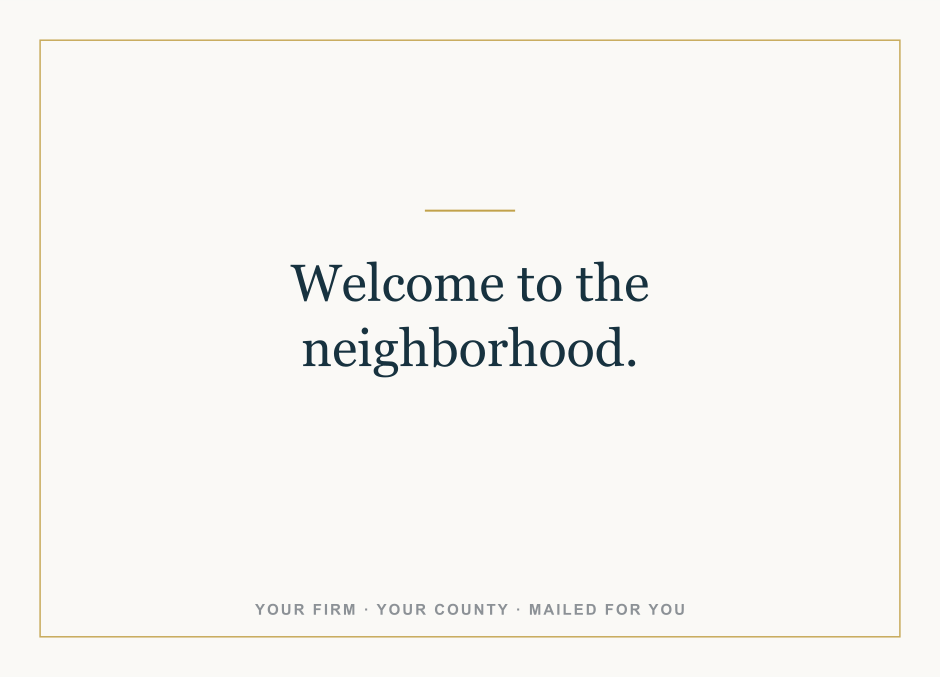 A sample postcard, mailed in the client's brand